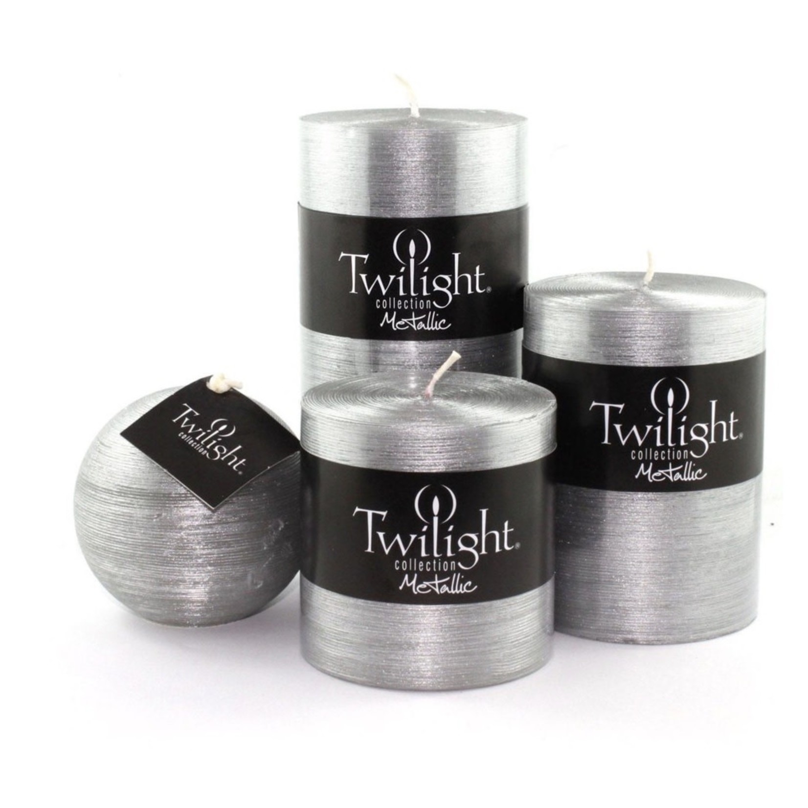 TWILIGHT TWILIGHT Pillar Candle 3x4" - Metallic Silver
