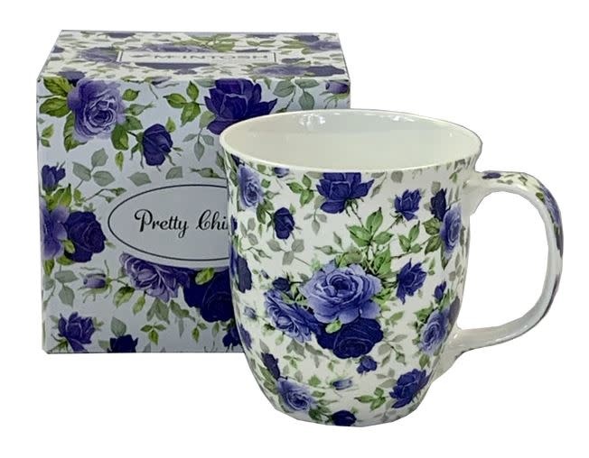MCINTOSH MCINTOSH Pretty Chintzy Java Mug Dark Blue Roses Kitchen