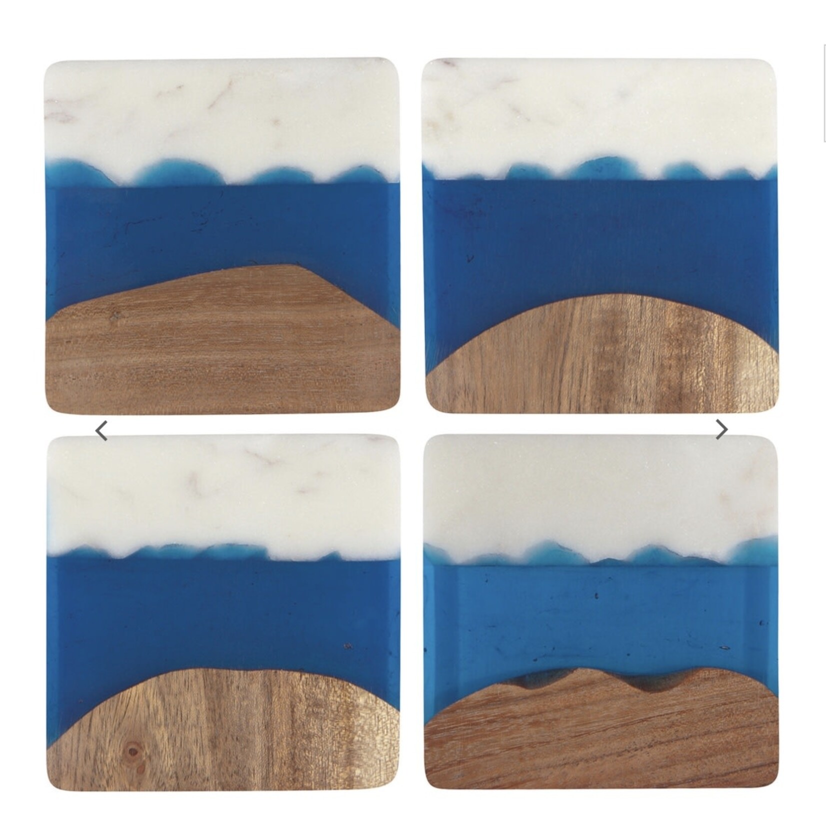 DANICA DANICA Skyline Azure Marble & Wood Coasters S/4