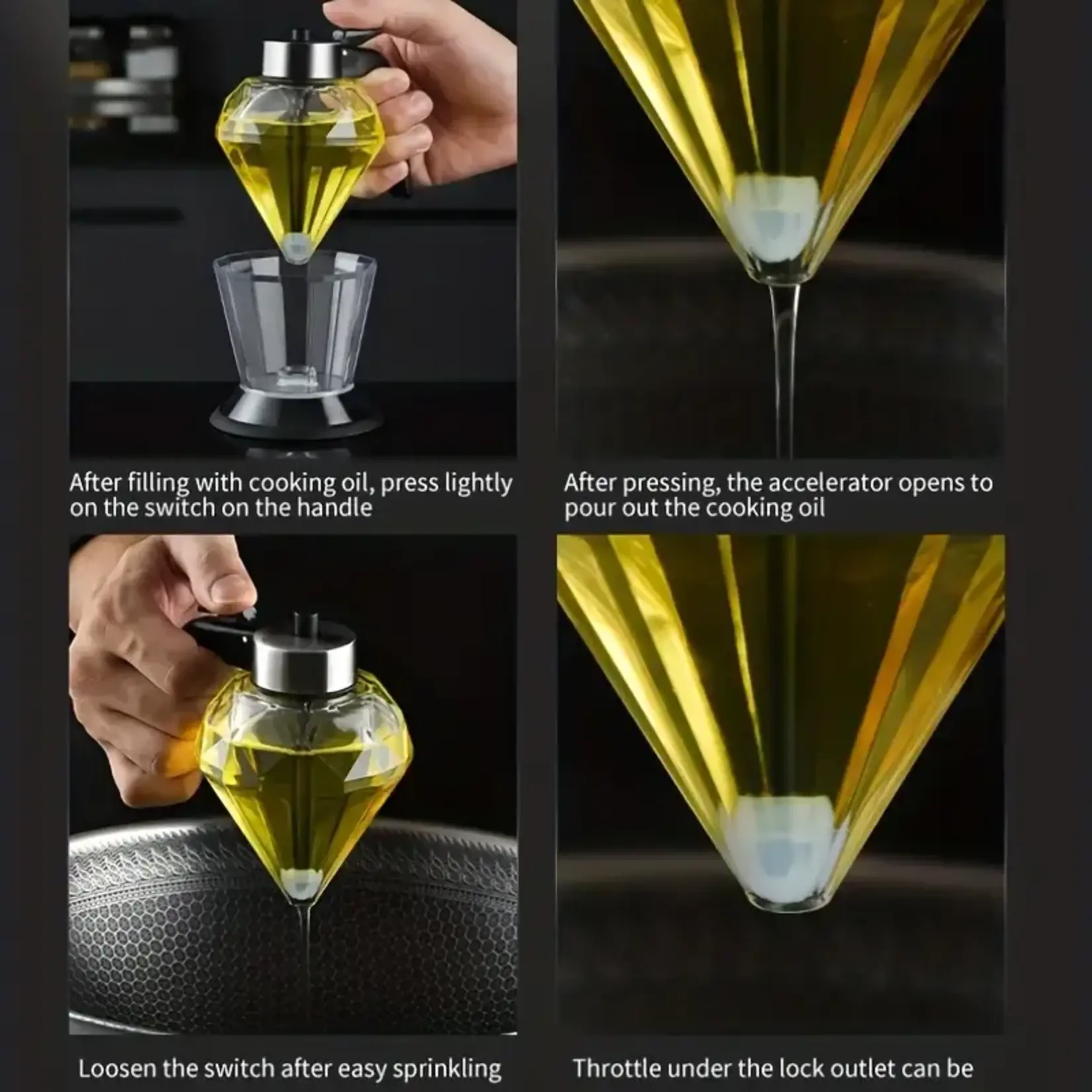 CUISINOX KT Oil / Syrup Dispenser 240ml Diamond Glass