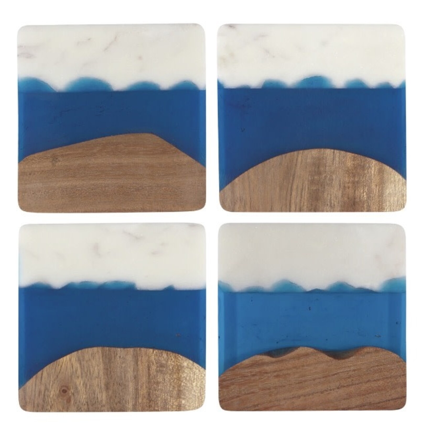 DANICA BLEMISHED DANICA Skyline Azure Marble & Wood Coasters S/4 REG 41.99