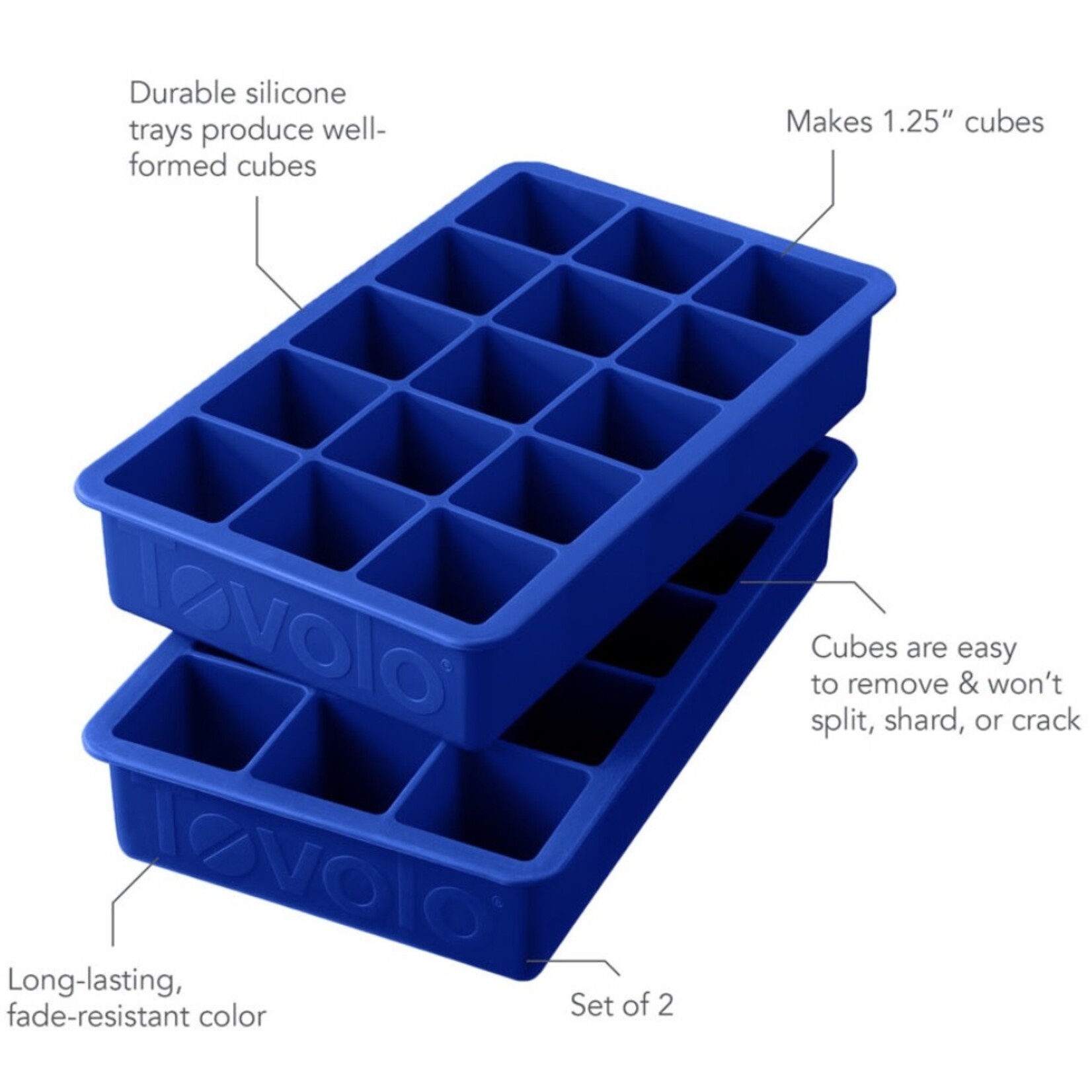 TOVOLO TOVOLO PERFECT CUBE ICE TRAYS - STRATUS BLUE S/2