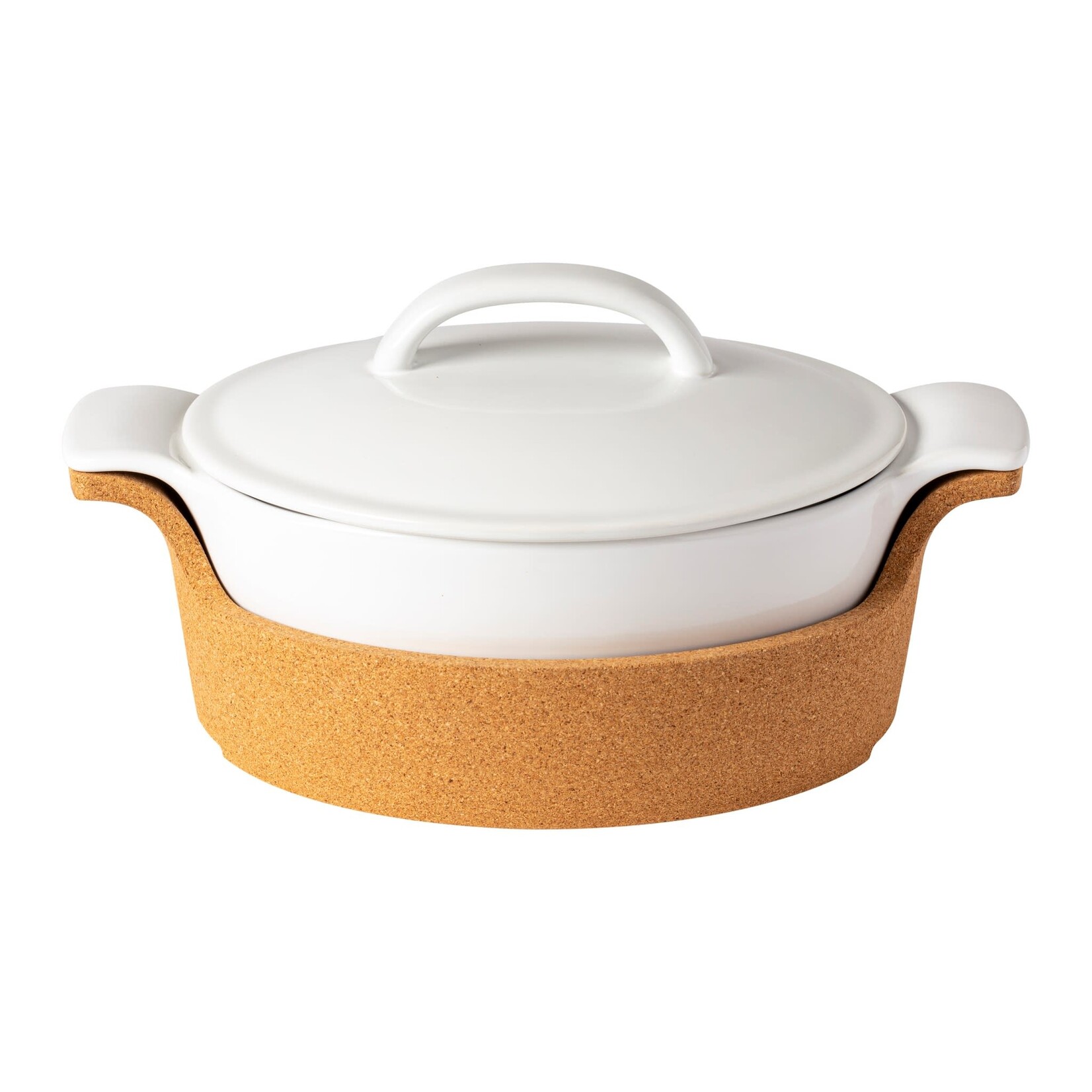 CASAFINA CASAFINA Ensemble Oval Covered Baker with Cork Tray 30 - White