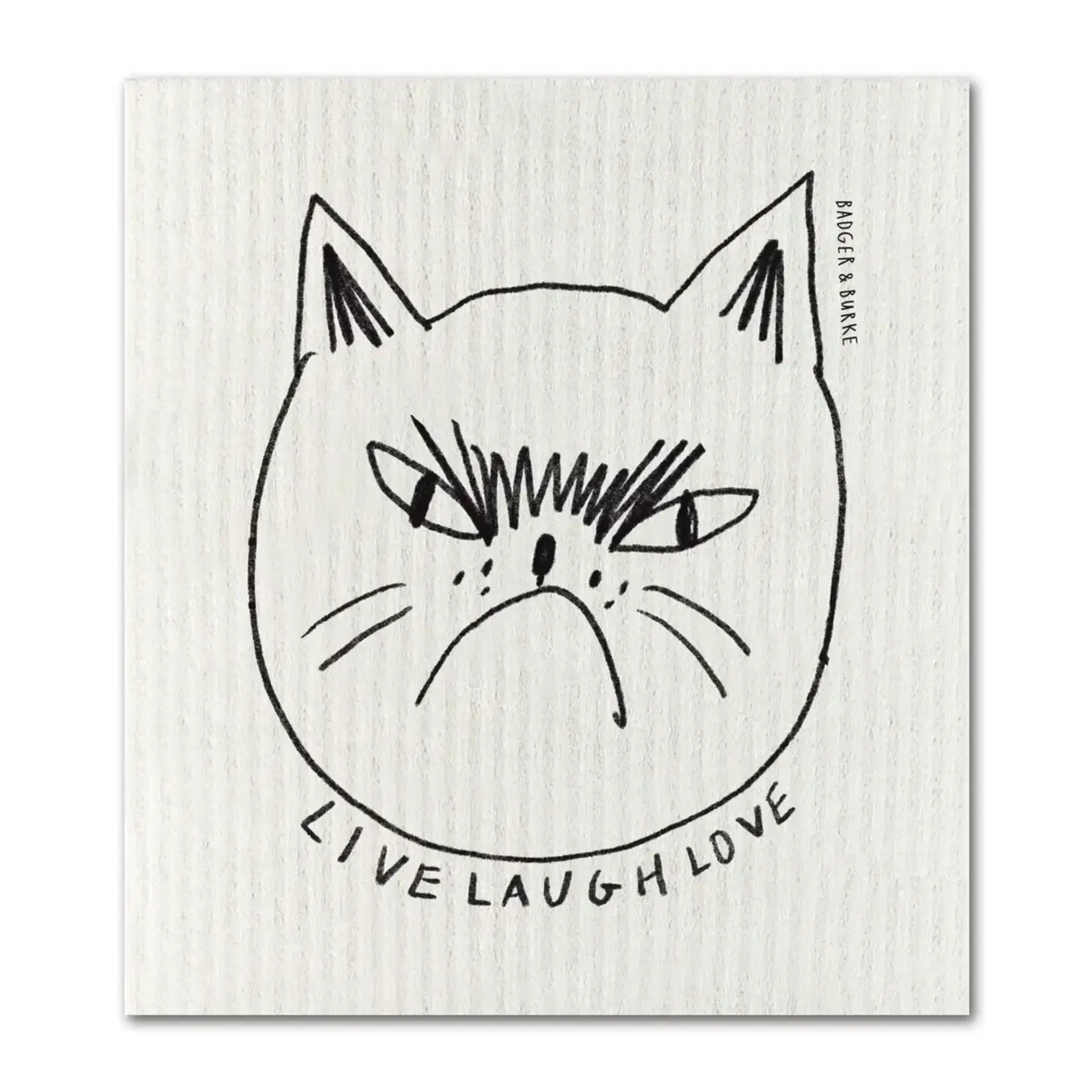 BADGER & BURKE BADGER & BURKE - Snitty Kitty "Live Laugh Love" Sponge Cloth