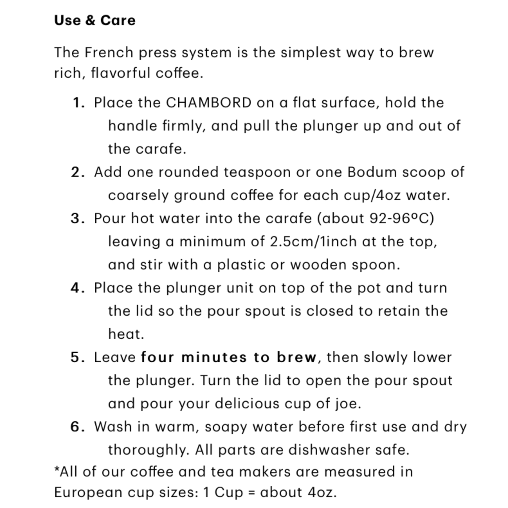 BODUM BODUM Chambord French Press 8 Cup - Black