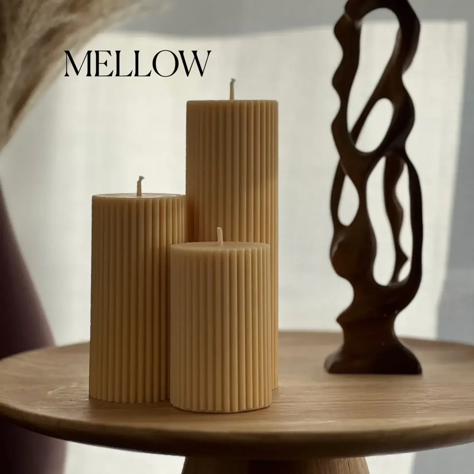 ESTELLE STUDIO ESTELLE STUDIO Ribbed Pillar Candle Set Mellow REG $64.99