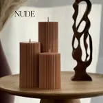 ESTELLE STUDIO ESTELLE STUDIO Ribbed Pillar Candle Set Nude REG $64.99