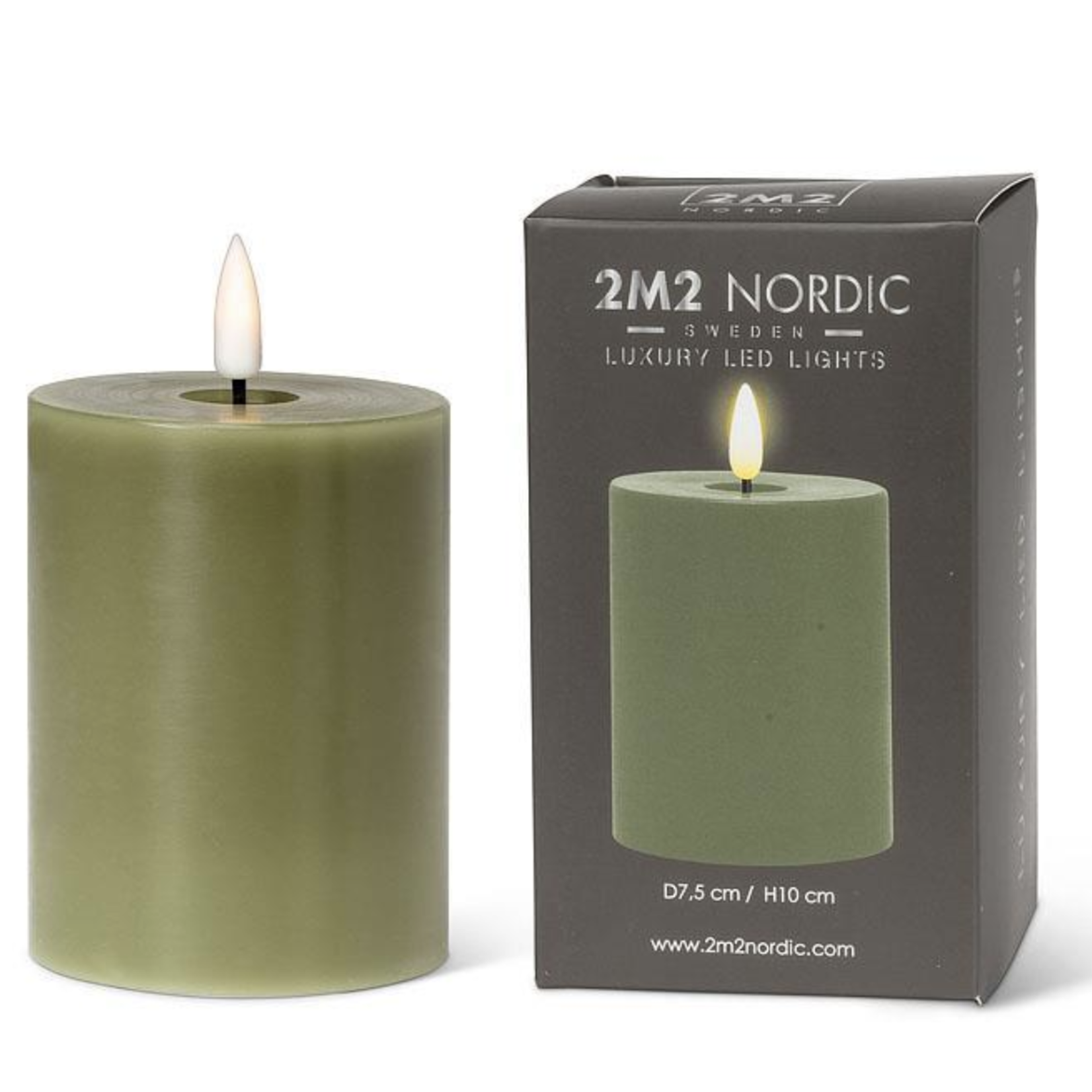 ABBOTT ABBOTT Green LED Pillar Candle 3x4"H