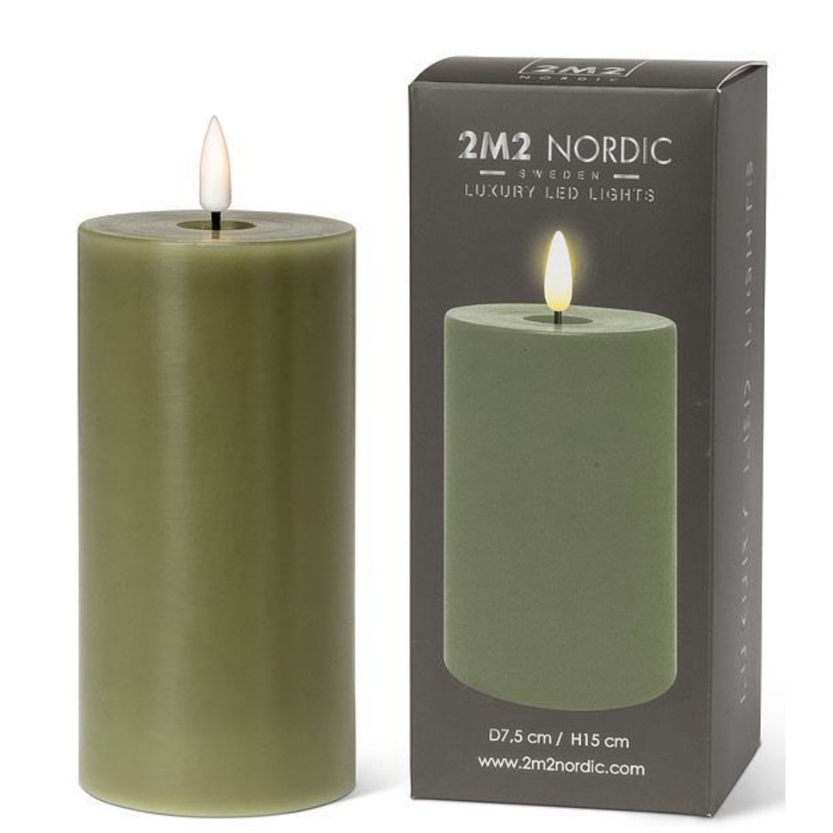 ABBOTT ABBOTT Green LED Pillar Candle 3x6"H