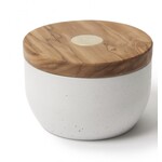 BERARD BERARD Round Concrete Salt Keeper w/Lid - Olivewood/White