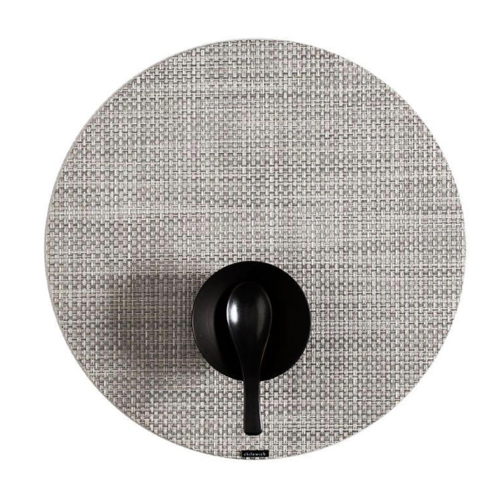 CHILEWICH CHILEWICH Basketwave Placemat Round - White/Silver