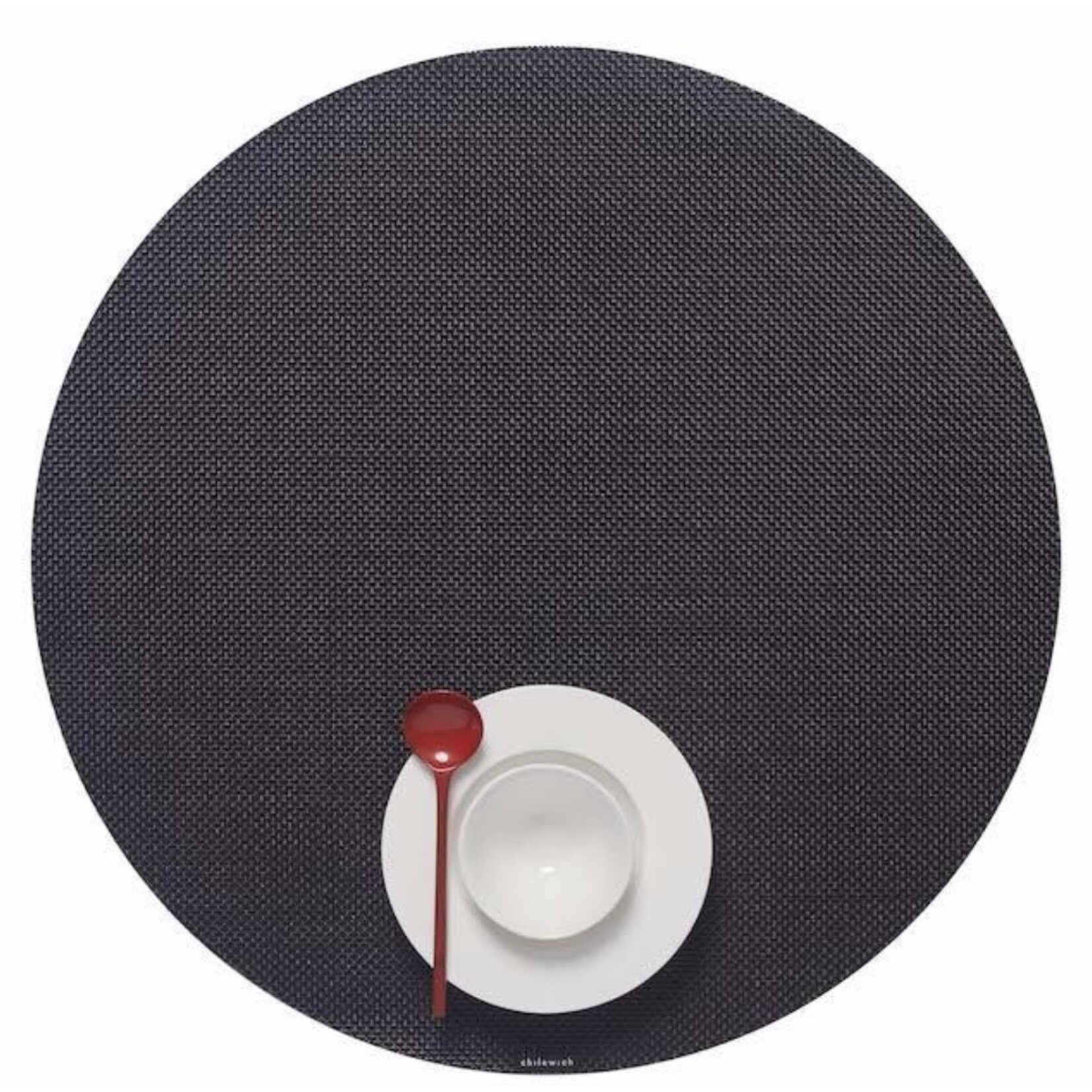 CHILEWICH CHILEWICH Mini Basketweave Round Placemat - Black