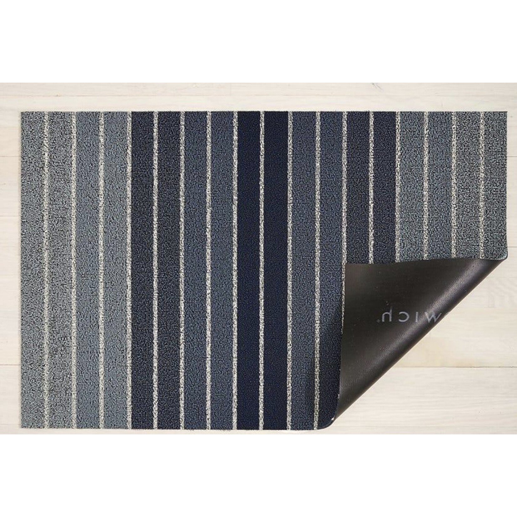 CHILEWICH CHILEWICH Block Stripe Shag Utility 24x36 - Denim
