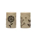 CREATIVE CO-OP CREATIVE CO-OP Round Hand Painted Stoneware Salt and Pepper Shaker