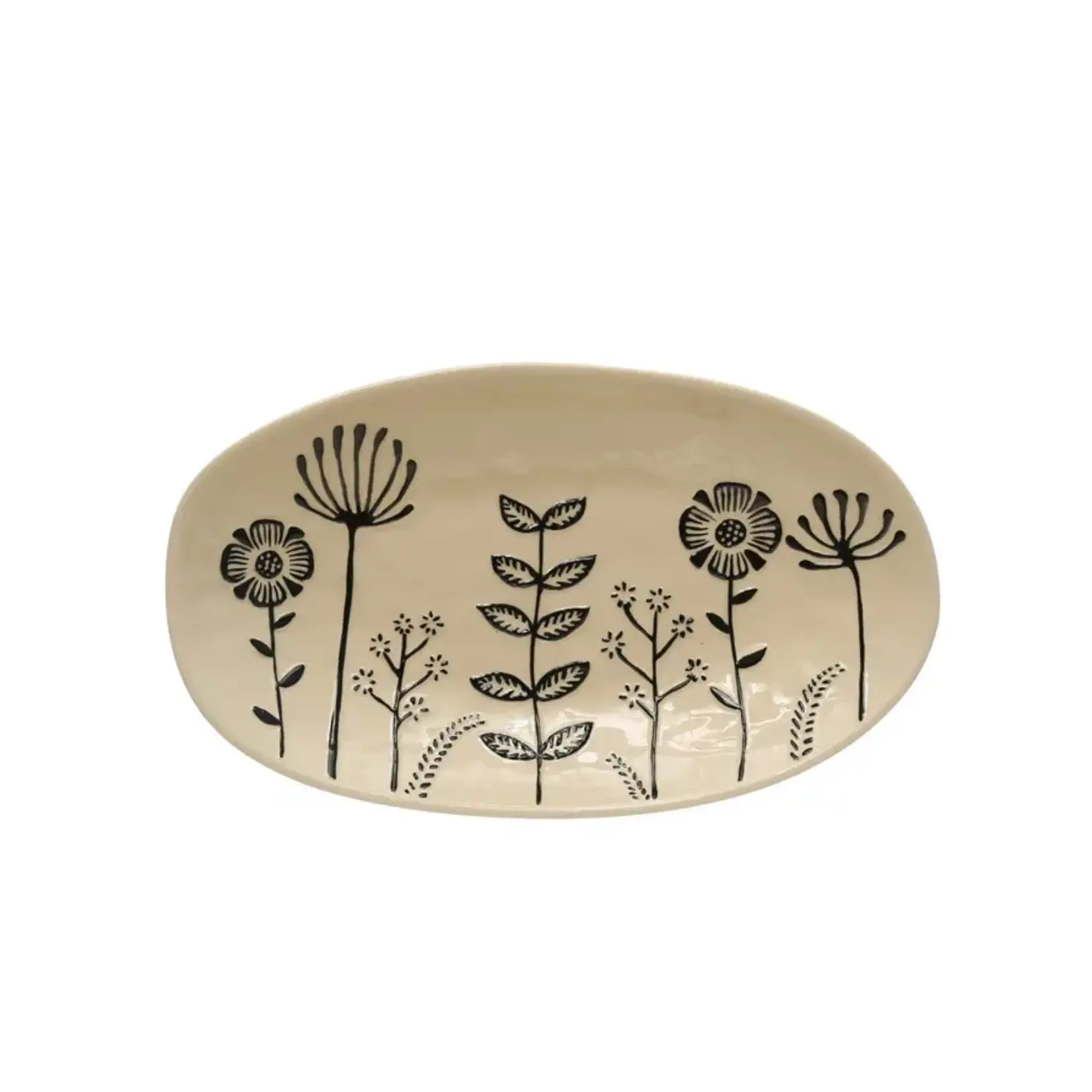 CREATIVE CO-OP CREATIVE CO-OP Hand Painted Stoneware Platter Embossed