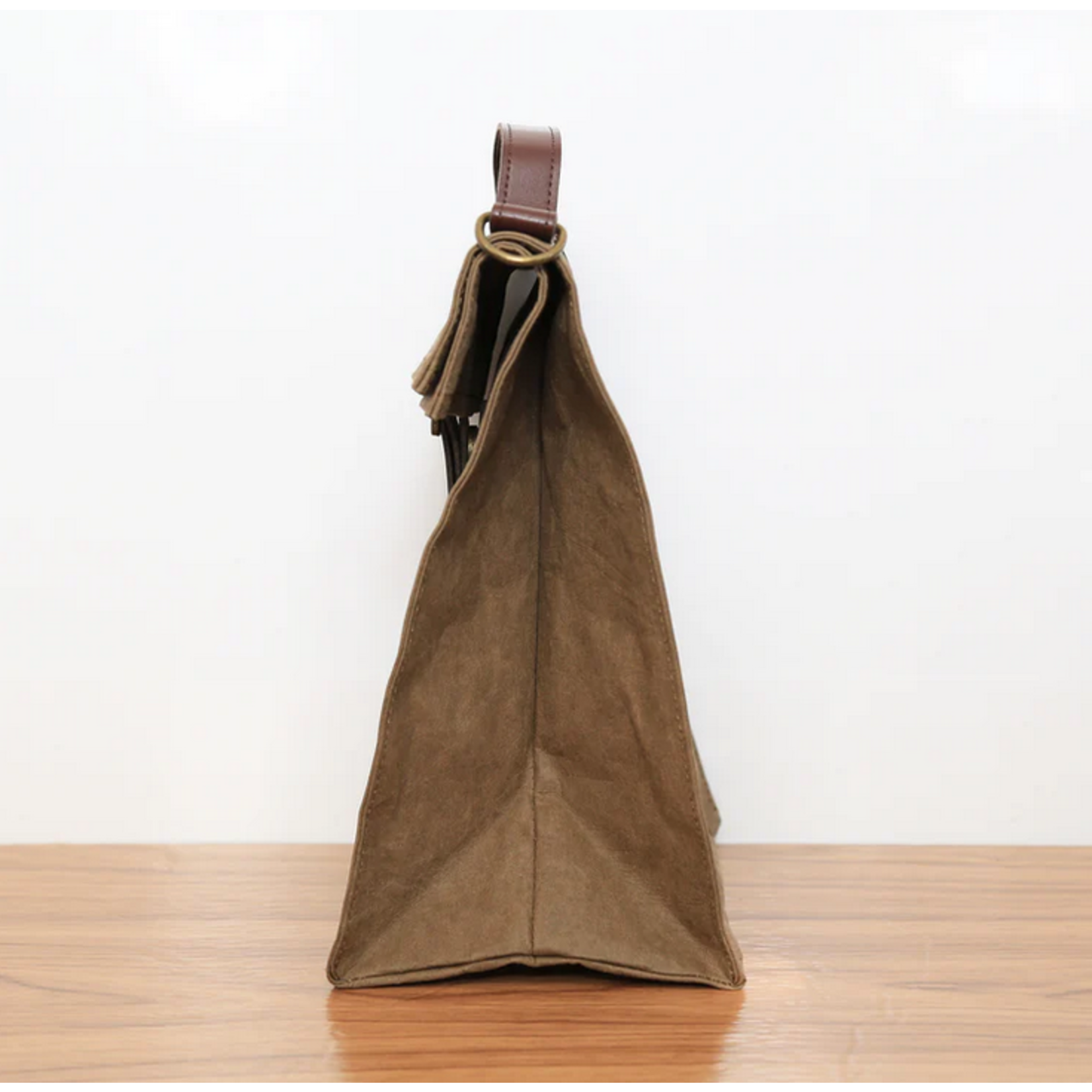 ECO BEIGE ECO BEIGE Paper Leather Retro Messenger Lunch Bag - Dark Kraft