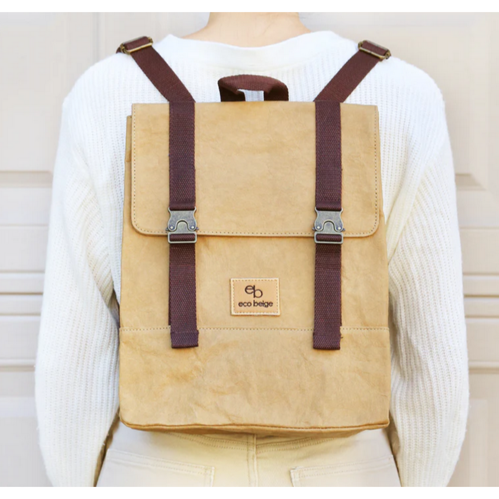 ECO BEIGE ECO BEIGE Paper Leather Travel Backpack
