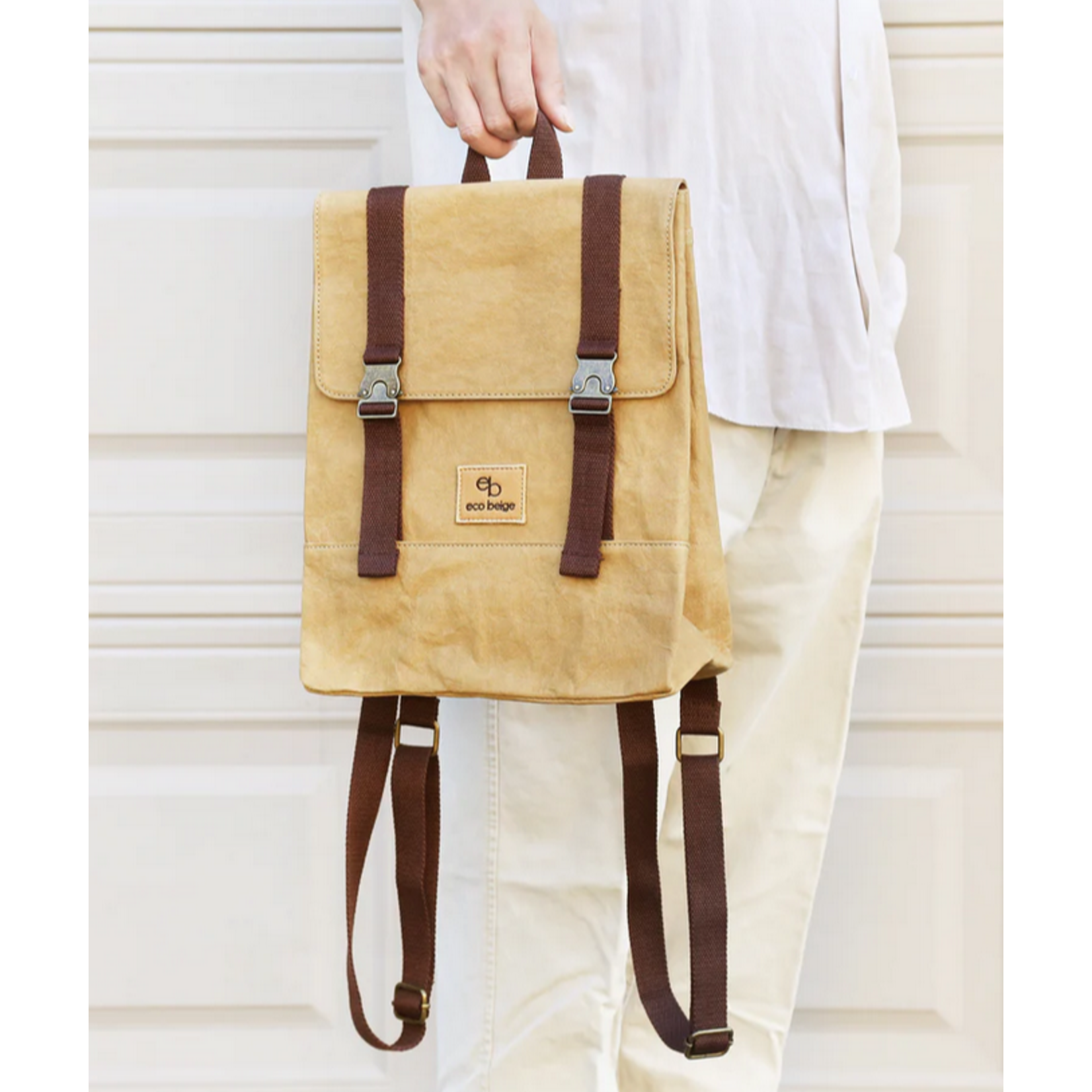 ECO BEIGE ECO BEIGE Paper Leather Travel Backpack