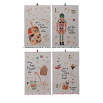 CREATIVE CO-OP CREATIVE CO-OP Holiday Printed Tea Towel w/ Pom Pom Trim