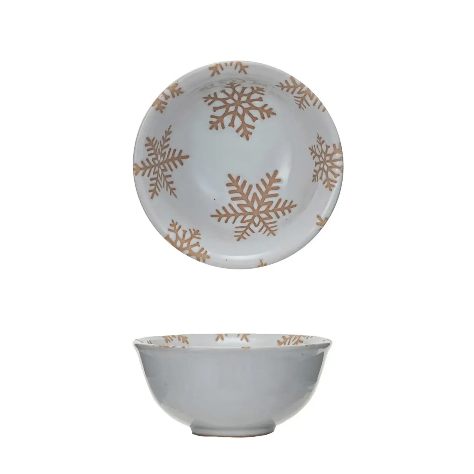 CREATIVE CO-OP CREATIVE CO-OP Bowl w/ Snowflakes - Reactive Glaze