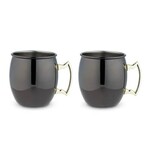 VISKI VISKI Black Moscow Mule Mug w/Gold Handles S/2