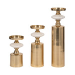 ELEVARRE ELEVARRE Candle Holder S/3 - Gold w/White