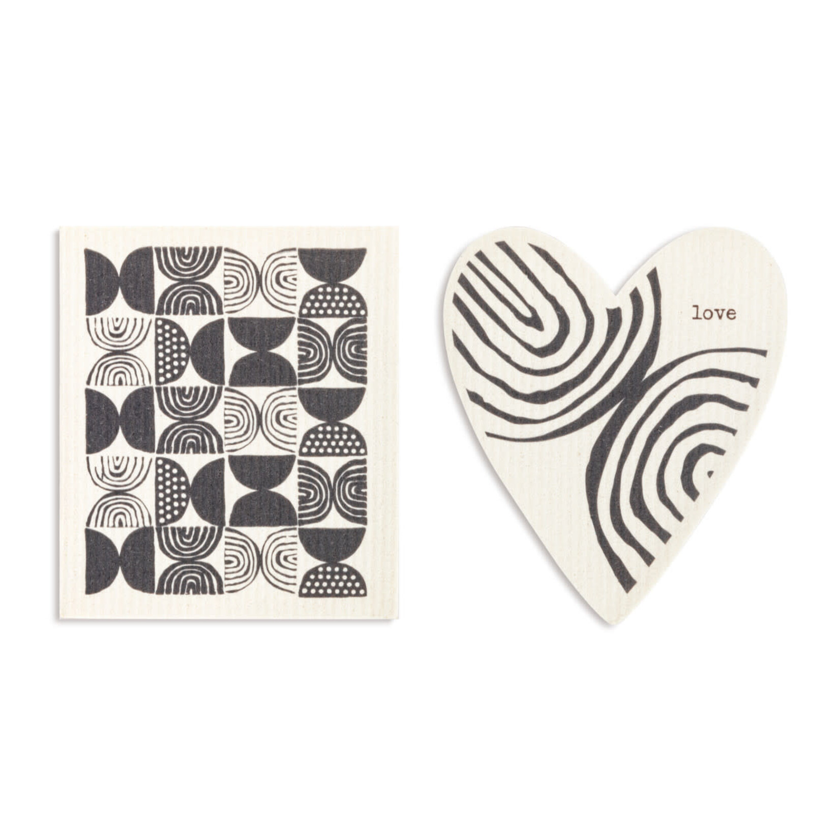 DEMDACO DEMDACO Dish Cloth -Blk/Wht Heart S/2