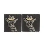 SELBRAE HOUSE SELBRAE HOUSE Gold Leaf Slate Coasters S/2 - Crowned Giraffe