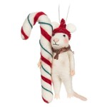 ABBOTT ABBOTT Holiday Mouse w/Hat & Candy Cane Ornament