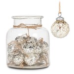ABBOTT ABBOTT Emboss Ball Ornament in Jar 20 pc - Silver 2"D