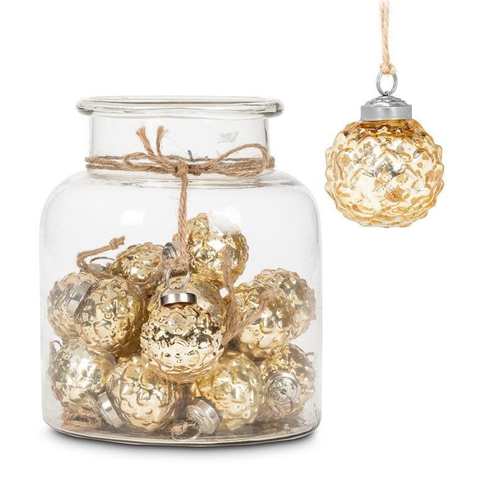 ABBOTT ABBOTT Emboss Ball Ornament in Jar 20 pc - Gold 2"D