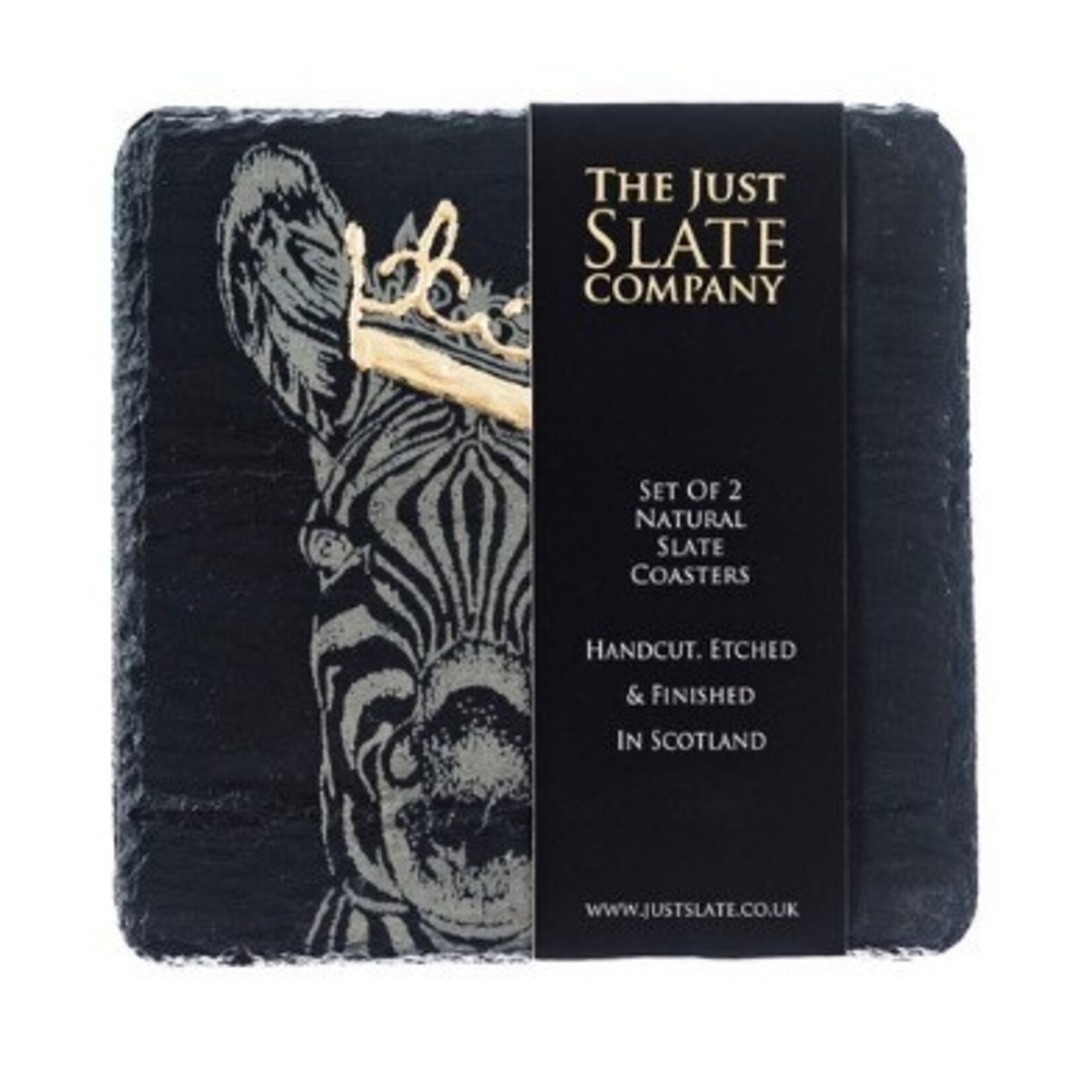 SELBRAE HOUSE SELBRAE HOUSE Gold Leaf Slate Coasters S/2 - Crowned Zebra