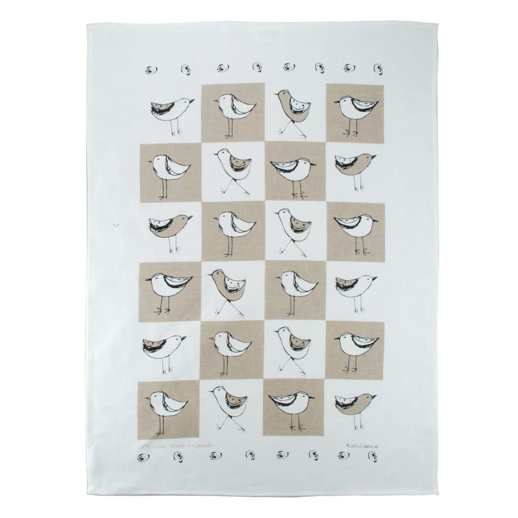 RAIN GOOSE RAIN GOOSE Botanical Birds Tea Towel - Taupe