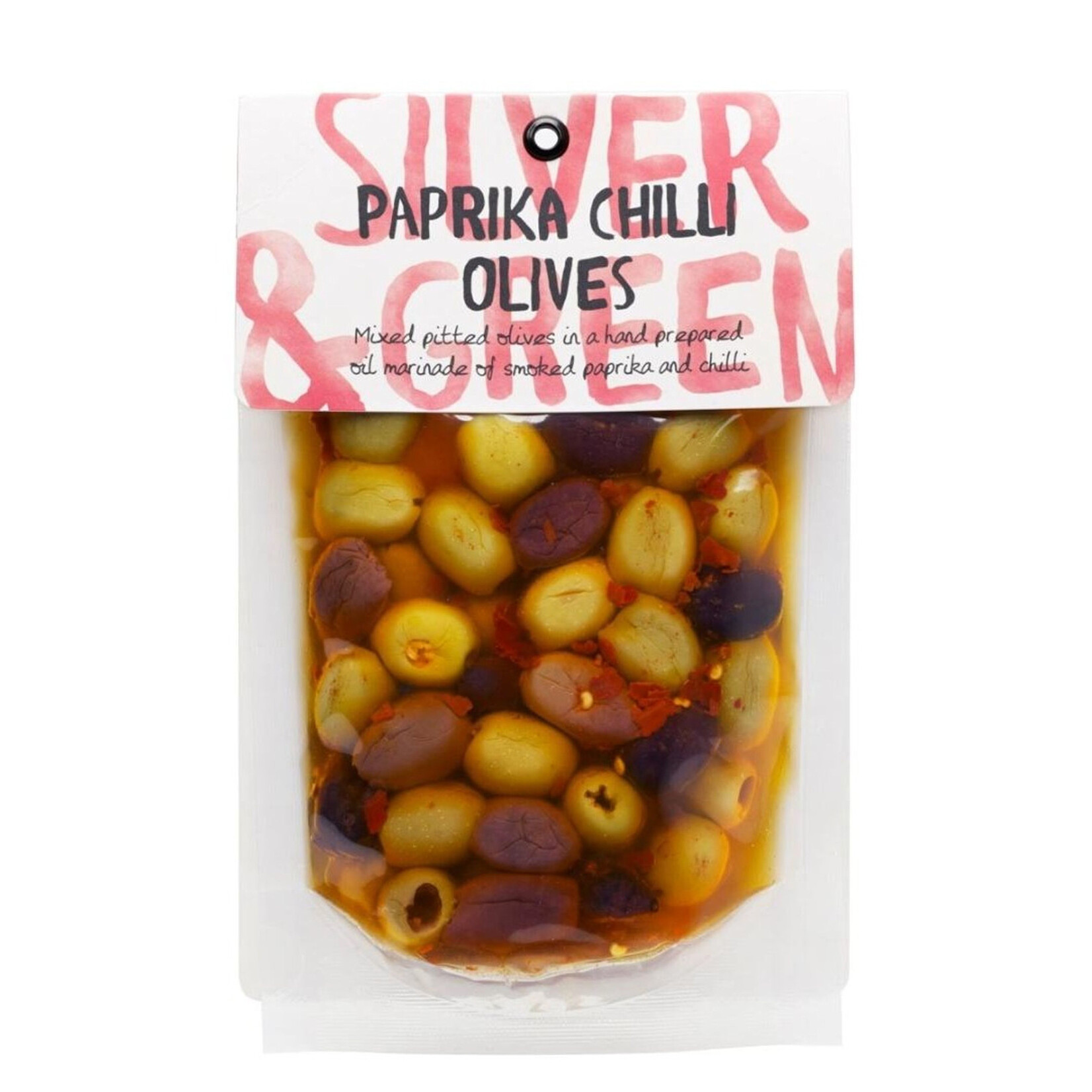 SILVER & GREEN Paprika Chilli Mixed Olives (Pitted) 220g