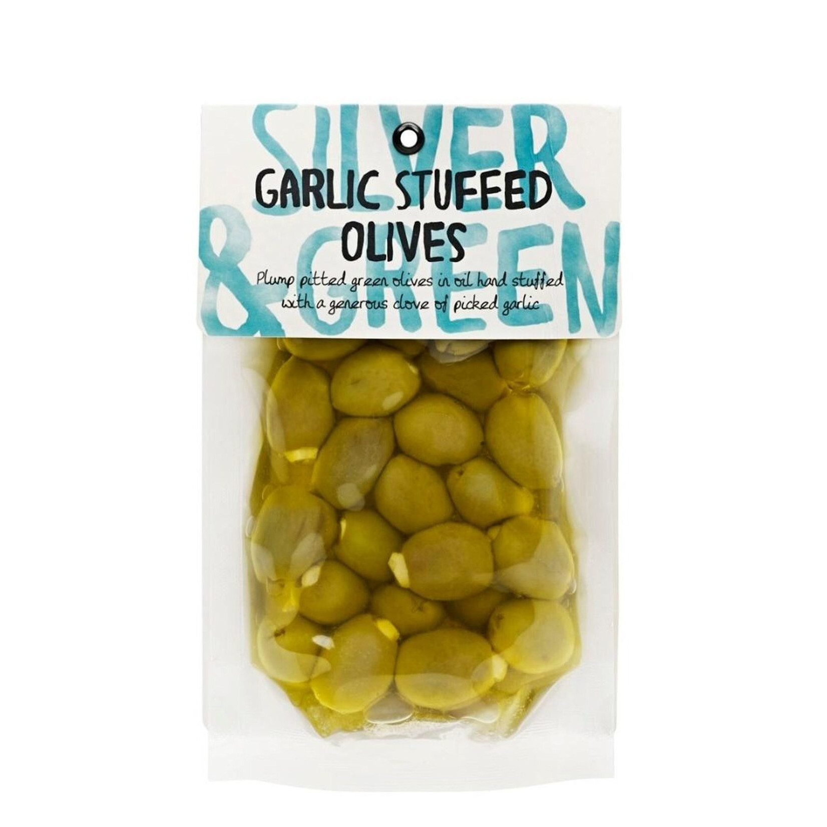 SILVER & GREEN Garlic Stuffed Green Olives (Pitted) 220g