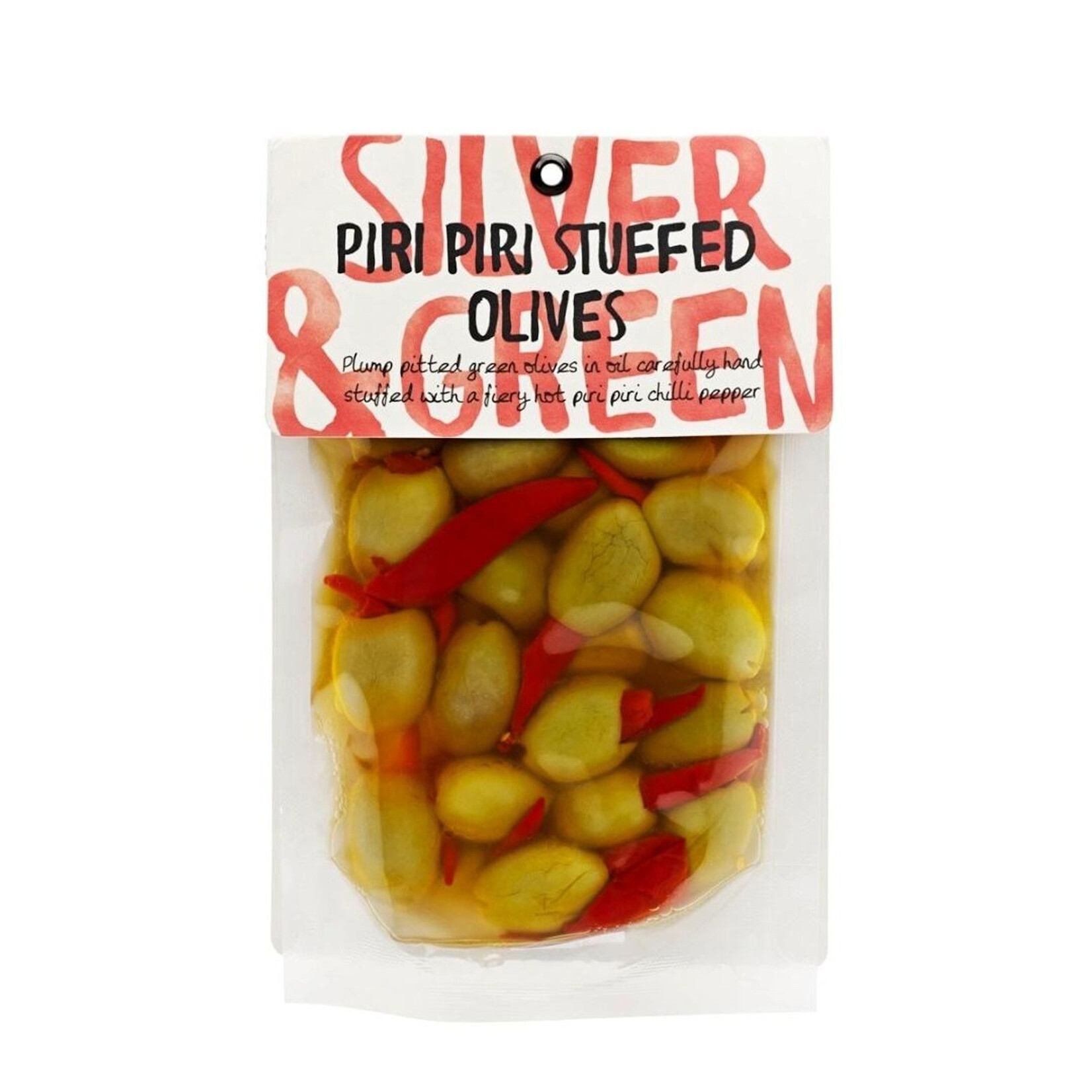 SILVER & GREEN Piri Piri Stuffed Green Olives (Pitted) 220g