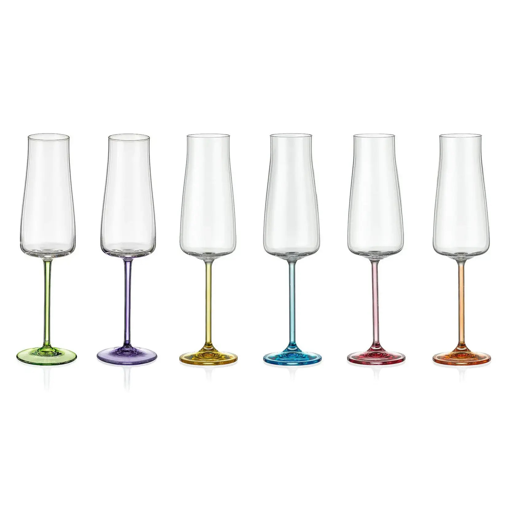 BOHEMIA CRYSTAL BOHEMIA CRYSTAL Champagne Flute Rainbow Fresh Assorted X6