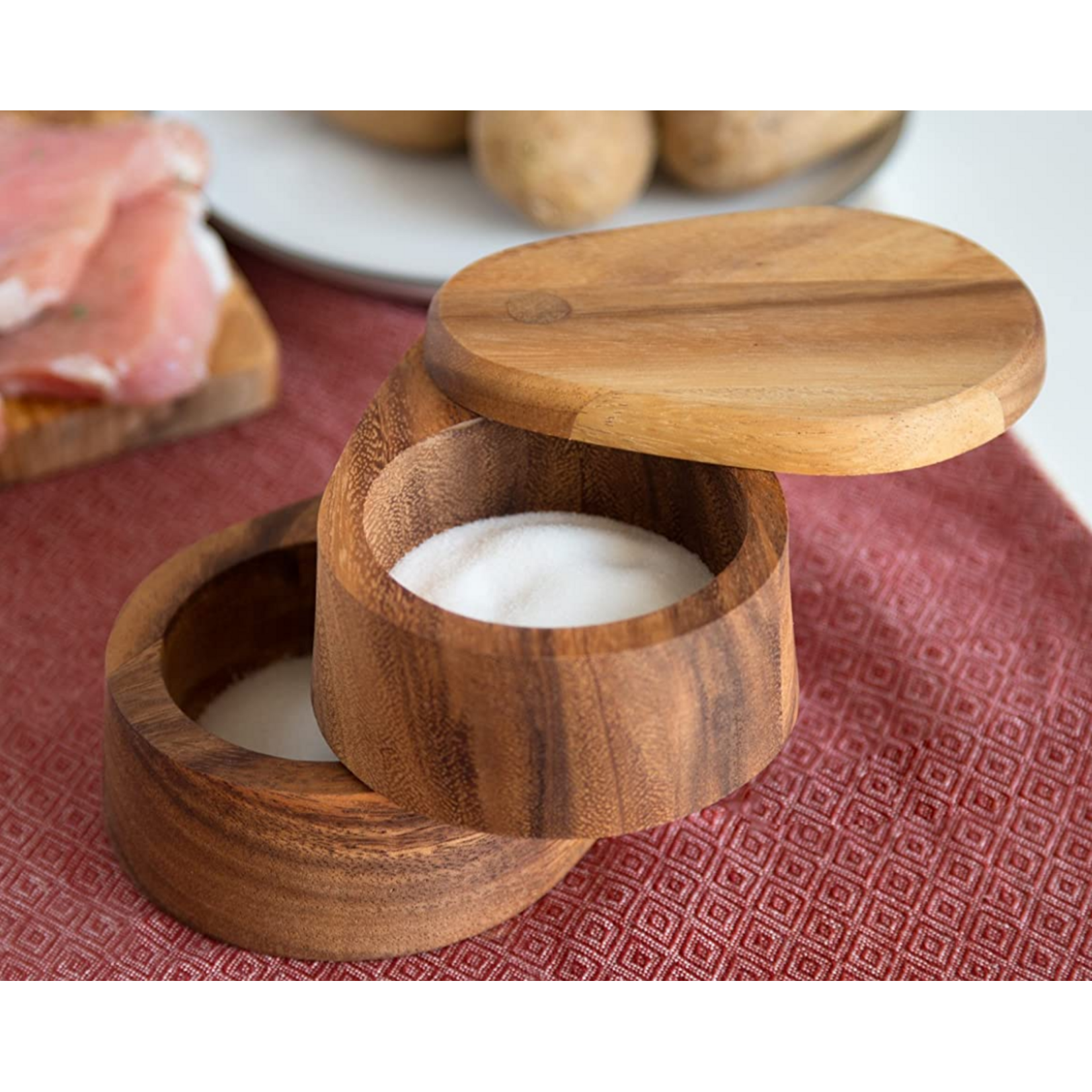 IRONWOOD IRONWOOD Double Layer Swivel Salt Box - Acacia Wood