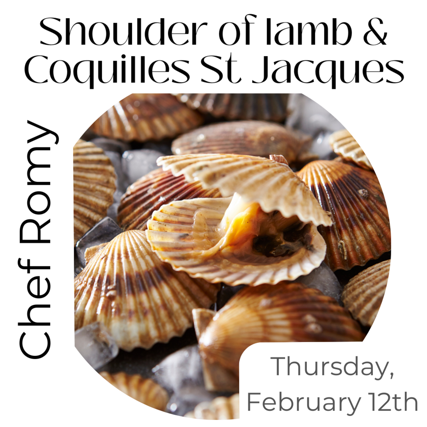 Cooking Class: Shoulder of lamb with Chef Romy Thursday, February 12th