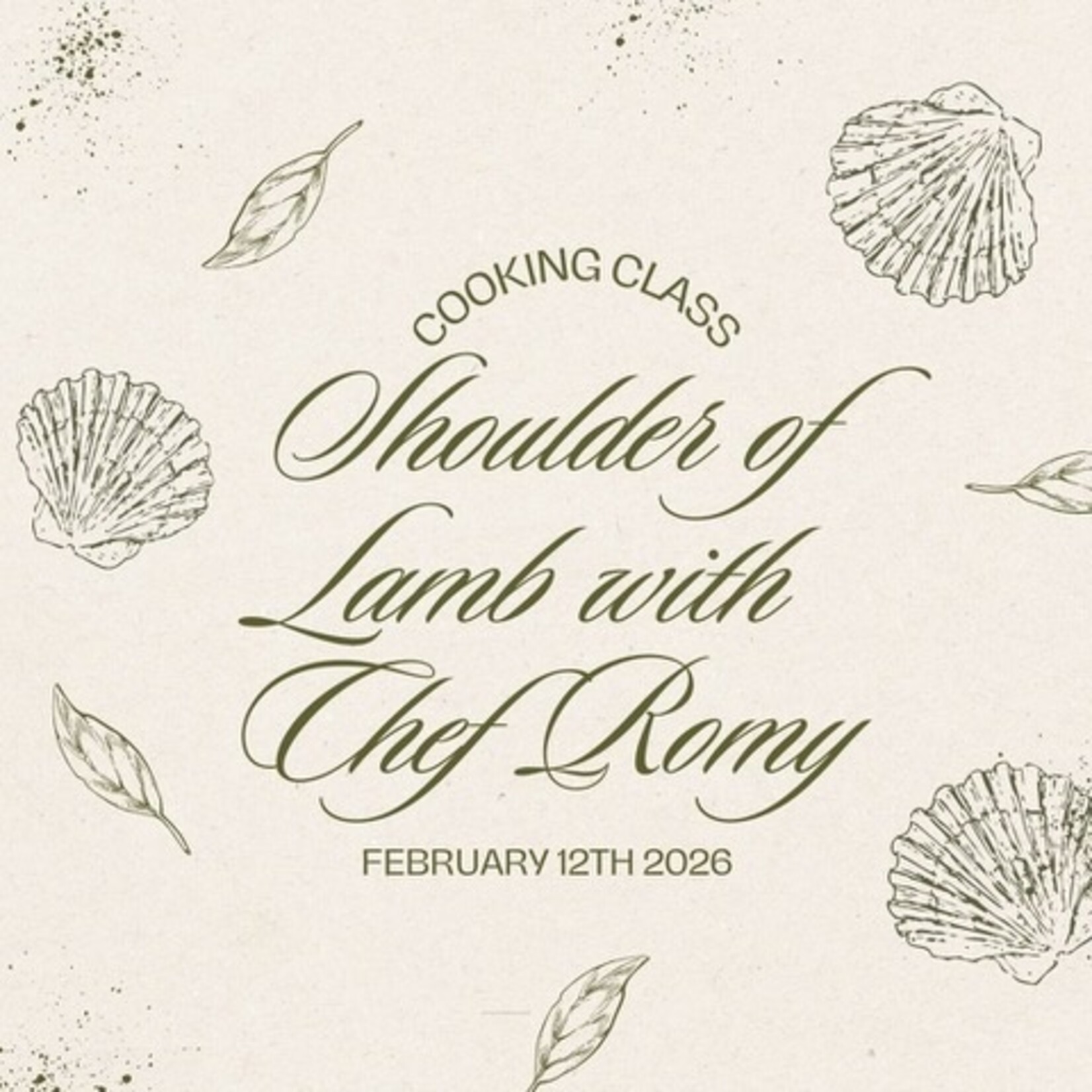 Cooking Class: Shoulder of lamb with Chef Romy Thursday, February 12th