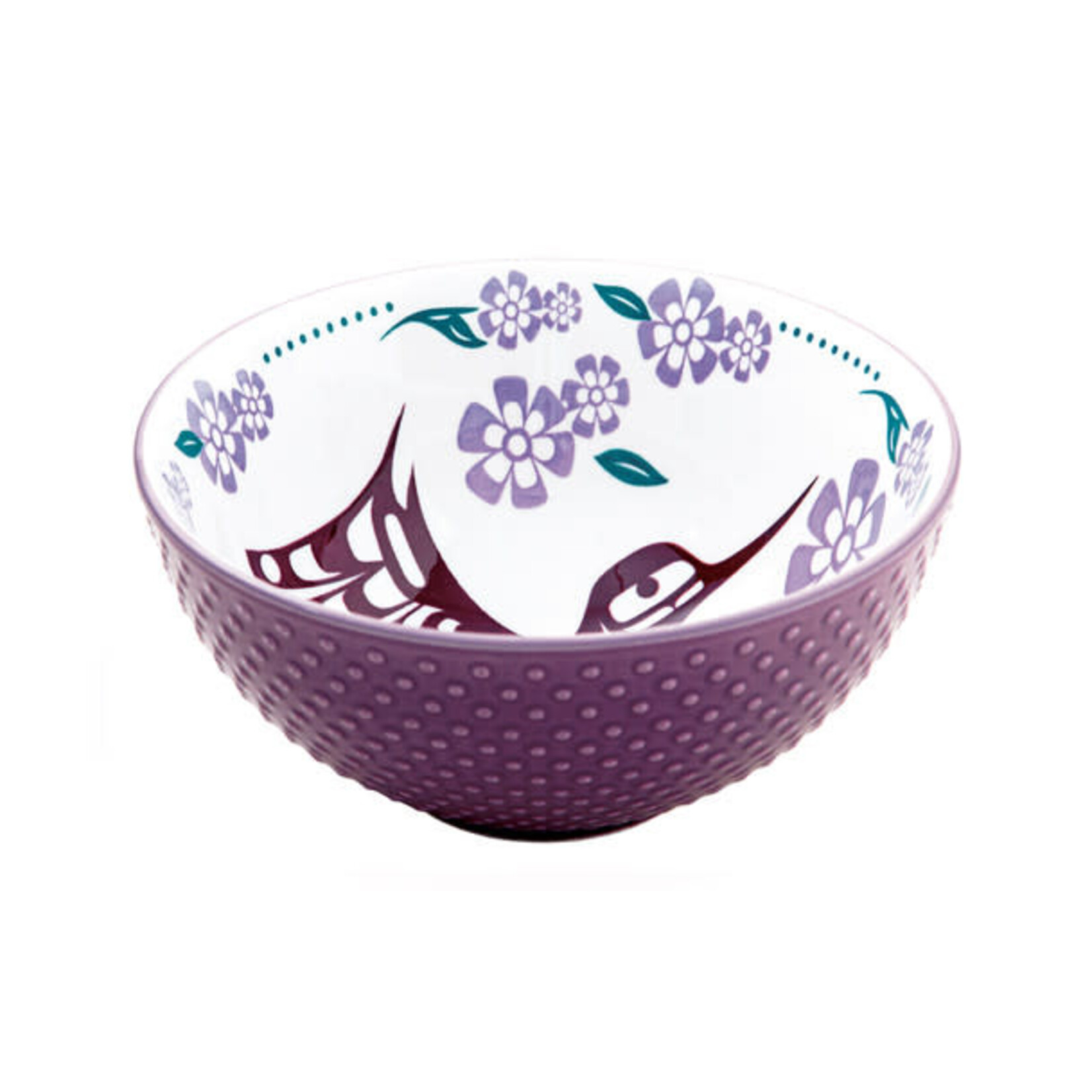 NATIVE NORTHWEST Porceain Art Bowl Medium - Purple Hummingbird