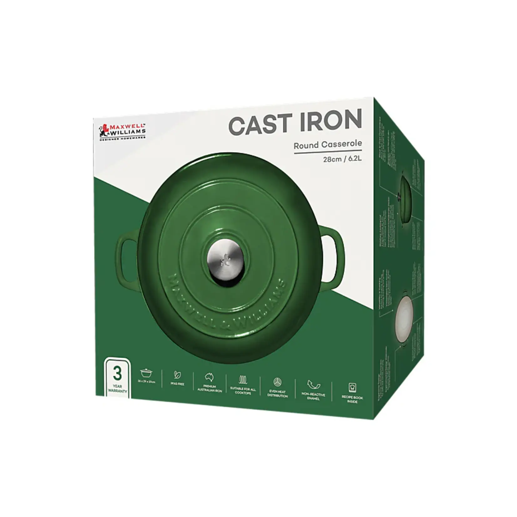 MAXWELL WILLIAMS MAXWELL WILLIAMS Cast Iron Casserole Dish 6.2L - English Racing Green