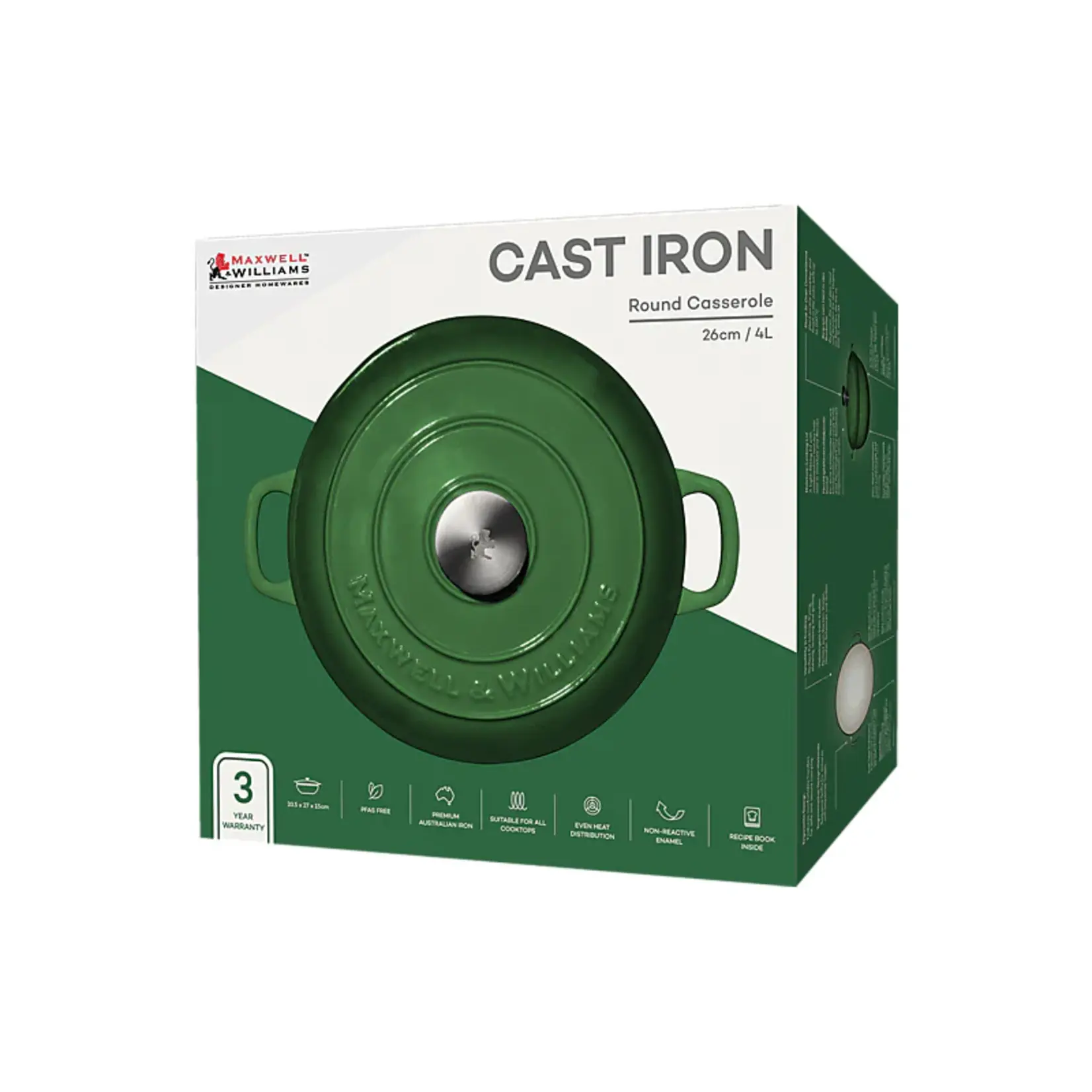 MAXWELL WILLIAMS MAXWELL WILLIAMS Cast Iron Casserole Dish 4L - English Racing Green