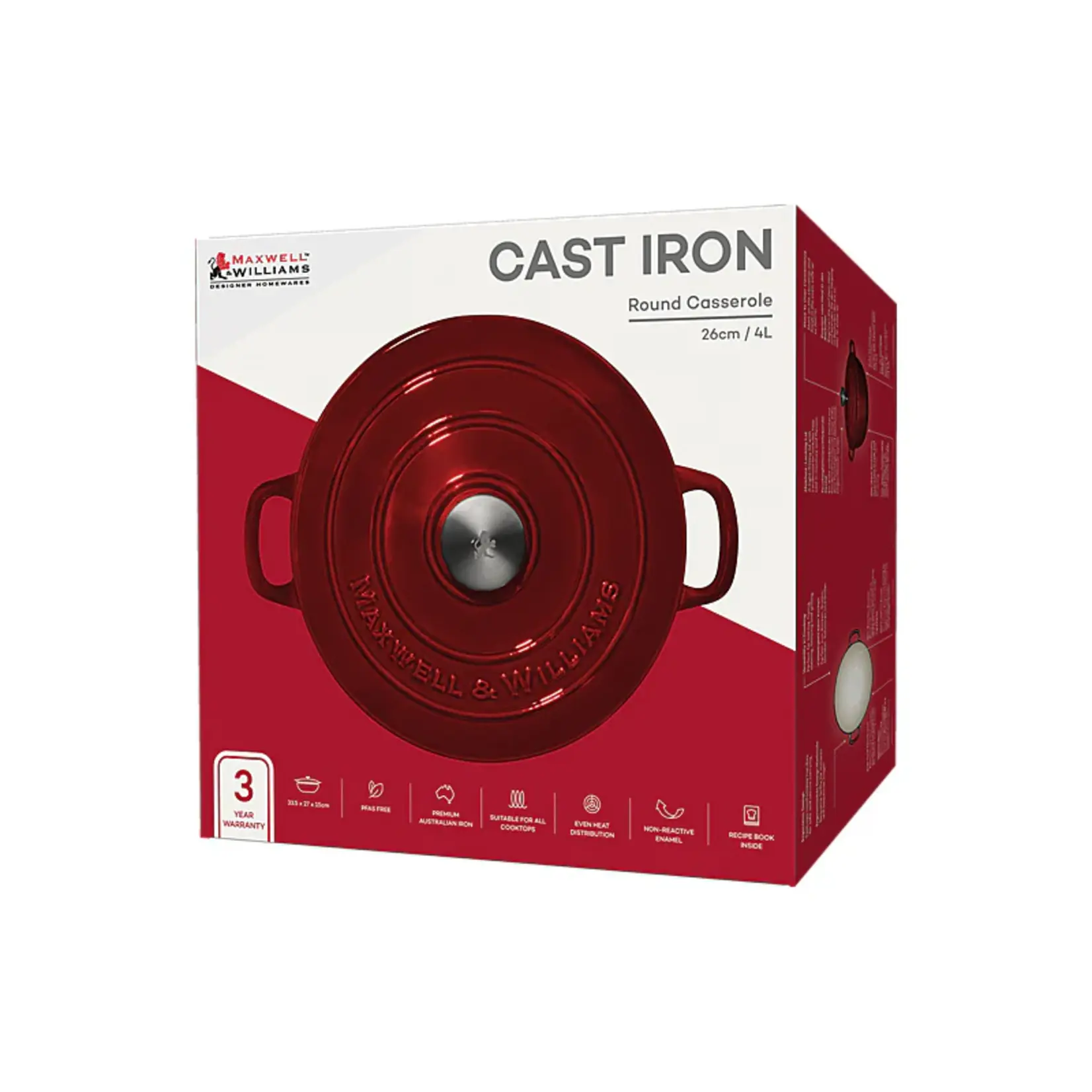 MAXWELL WILLIAMS MAXWELL WILLIAMS Cast Iron Casserole Dish 4L - Merlot