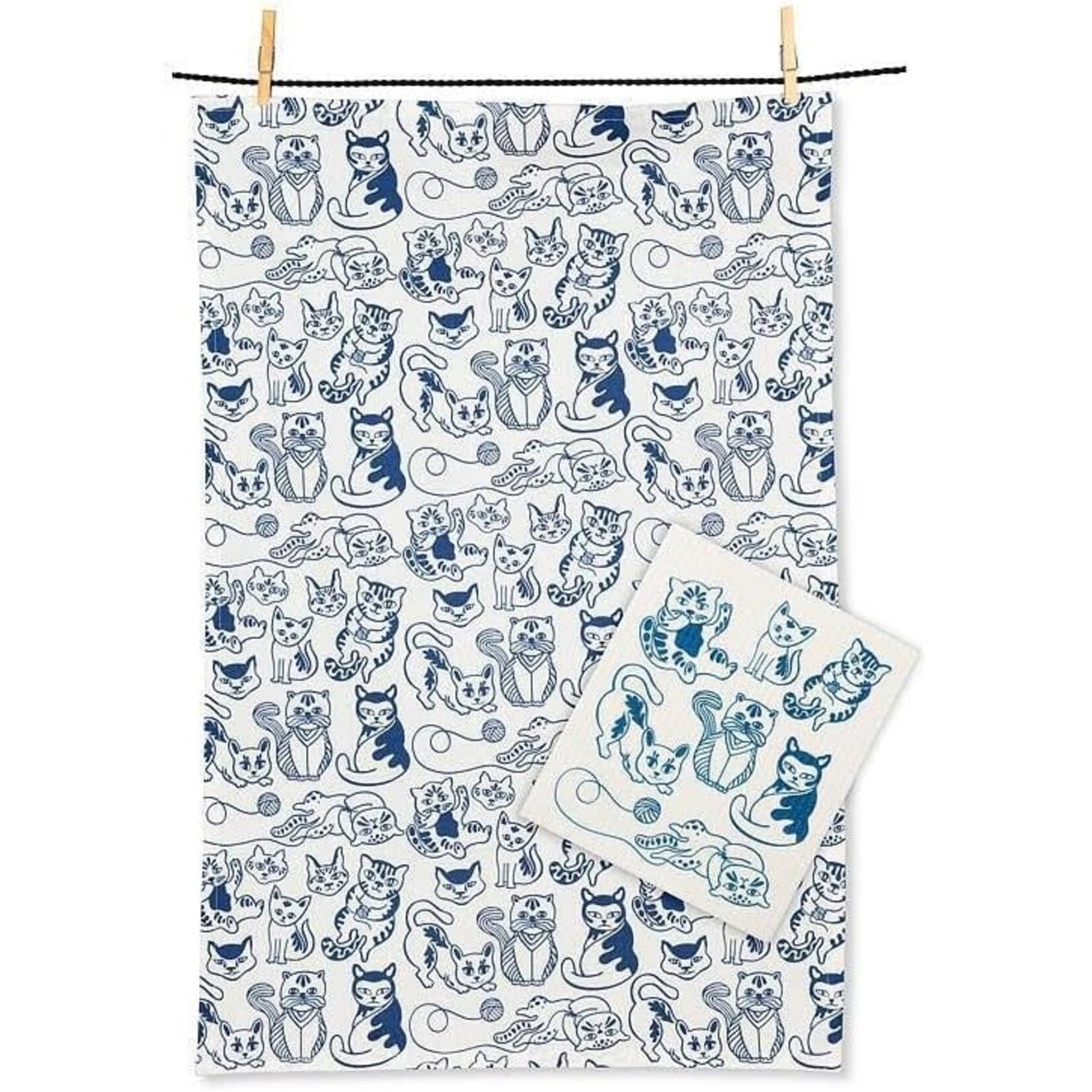 ABBOTT ABBOTT Playful Cats Dishcloth & Kitchen Towel Set