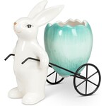 ABBOTT ABBOTT Bunny w/ Egg Wagon Planter - Turquoise