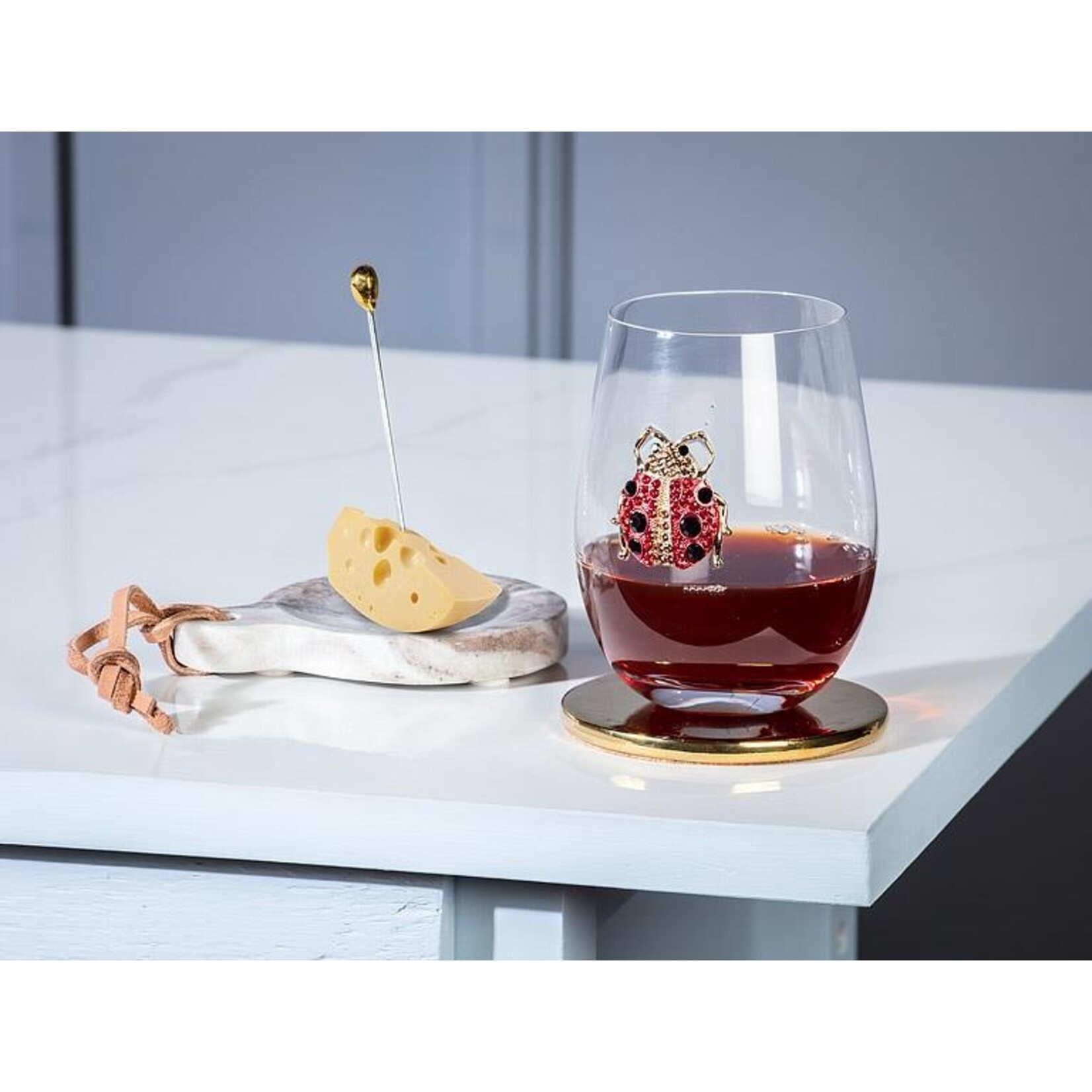 ABBOTT ABBOTT Stemless Wine Glass With Jewel Ladybug