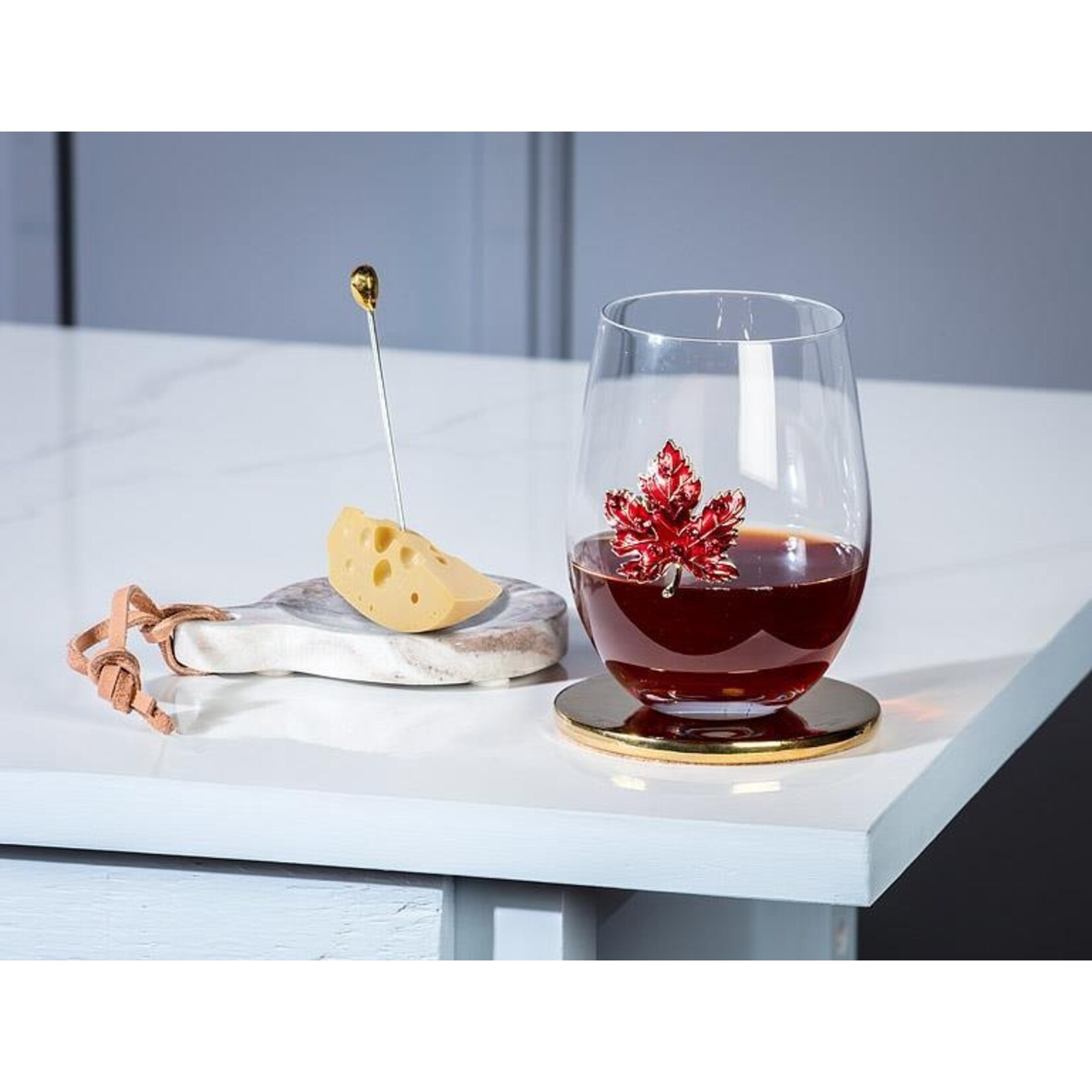 ABBOTT ABBOTT Stemless Wine Glass With Jewel Maple Leaf