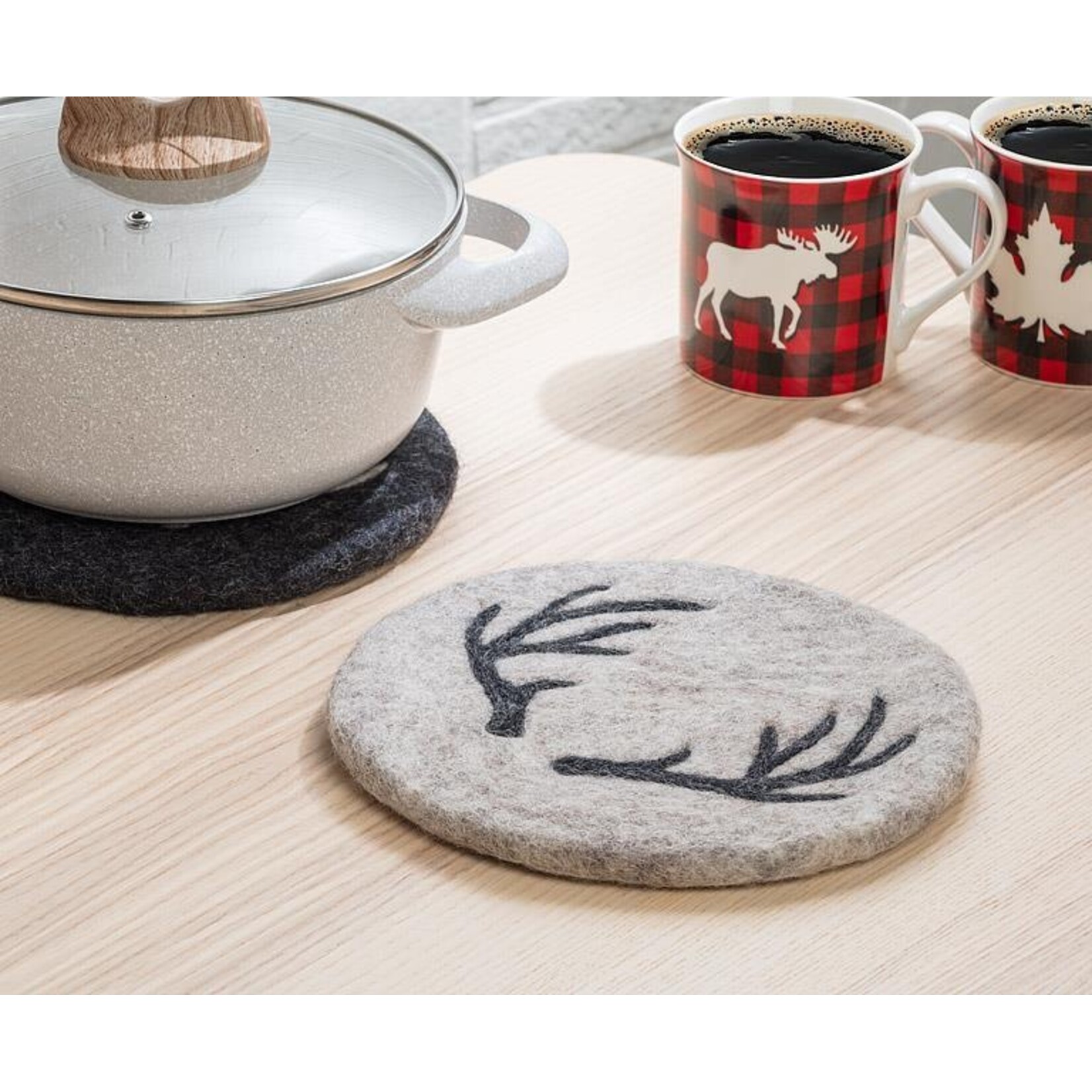 ABBOTT ABBOTT Felt Stag Horn Trivet - Oatmeal