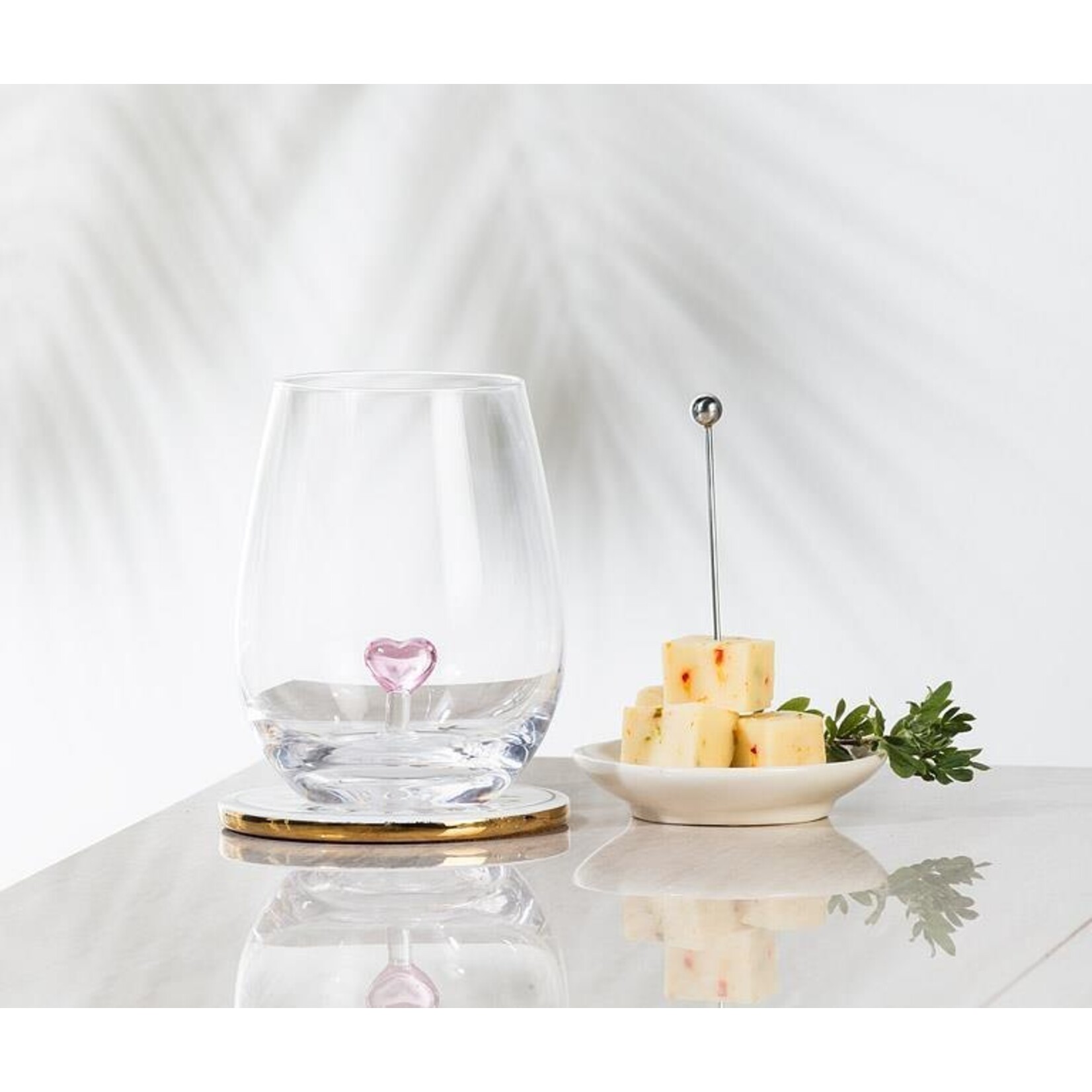 ABBOTT ABBOTT Pink Heart Stemless Wine Glass 20oz